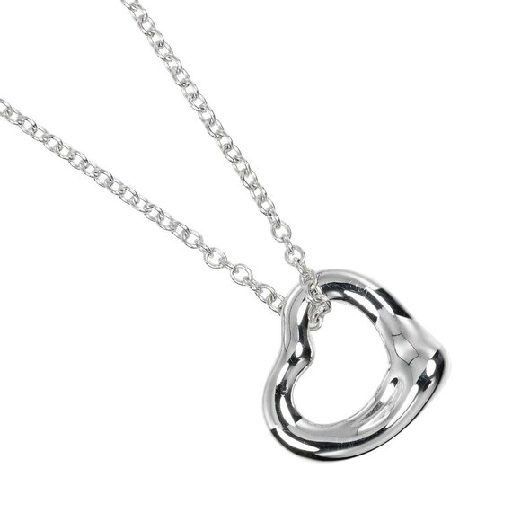 TIFFANY&Co. Open heart Necklace 0.4" model Silver925 2.1g Women - Picture 1 of 6